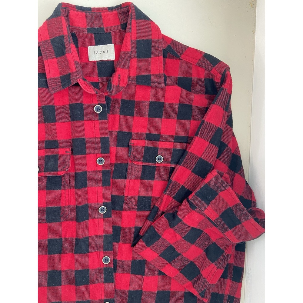 Jachs Vintage Buffalo Plaid‎ Flannel Shirt, Red And Black Check Size Large